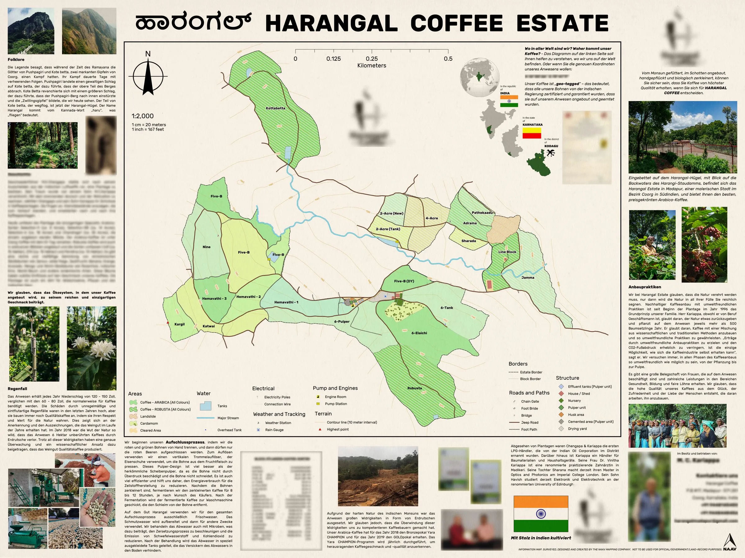 Harangal coffee estate heritage map with photography and estate detail